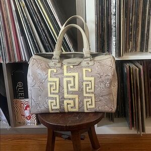Authentic Gianni Versace leather Pink and Cream Tote Bag